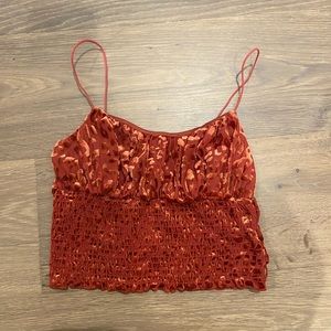 cheetah print reddish orange crop top! urban outfitters size s